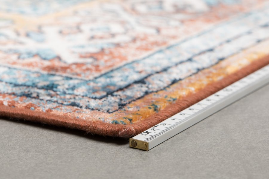 DUTCHBONE Mahal gulvtppe, rektangulr - bl og mursen bomuld, polyester, rayon (200X300)