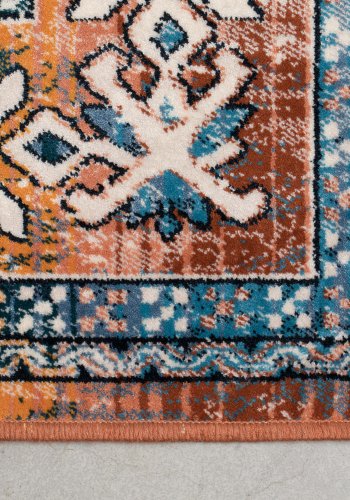 DUTCHBONE Mahal gulvtppe, rektangulr - bl og mursen bomuld, polyester, rayon (200X300)