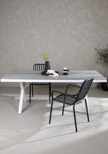 VENTURE DESIGN Garcia havebord, rektangulr - lysegr aintwood og hvid aluminium (100x200)