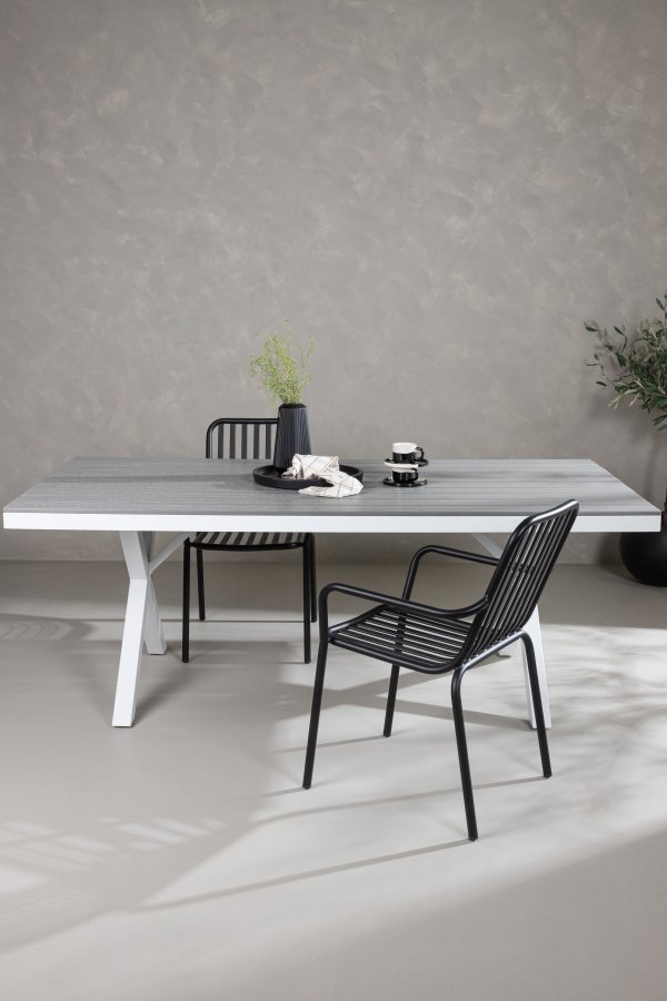 VENTURE DESIGN Garcia havebord, rektangulr - lysegr aintwood og hvid aluminium (100x200)