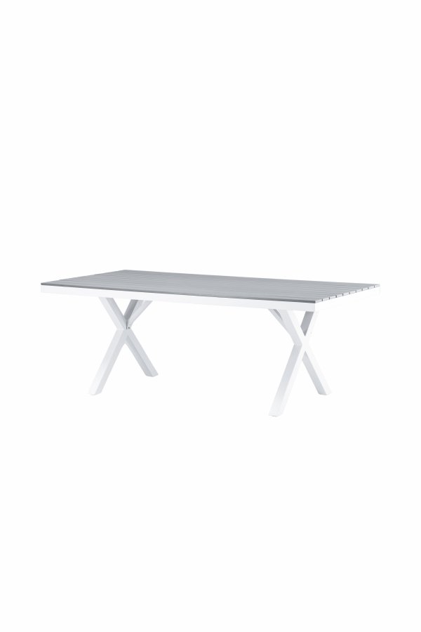 VENTURE DESIGN Garcia havebord, rektangulr - lysegr aintwood og hvid aluminium (100x200)