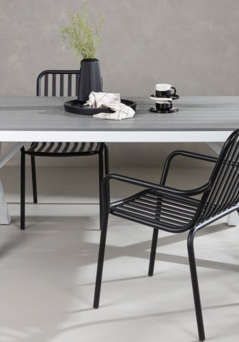 VENTURE DESIGN Garcia havebord, rektangulr - lysegr aintwood og hvid aluminium (100x200)