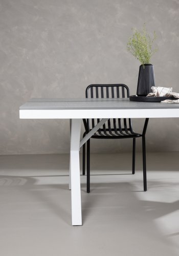 VENTURE DESIGN Garcia havebord, rektangulr - lysegr aintwood og hvid aluminium (100x200)