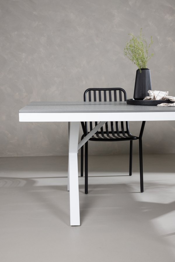 VENTURE DESIGN Garcia havebord, rektangulr - lysegr aintwood og hvid aluminium (100x200)