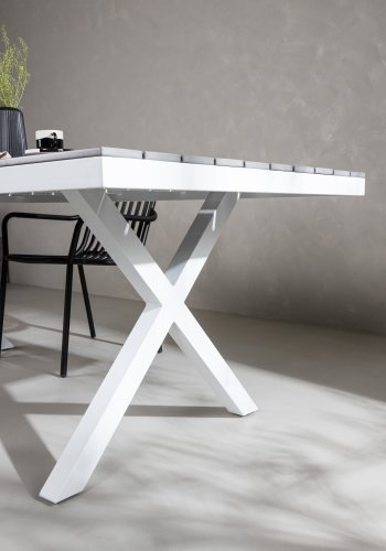 VENTURE DESIGN Garcia havebord, rektangulr - lysegr aintwood og hvid aluminium (100x200)