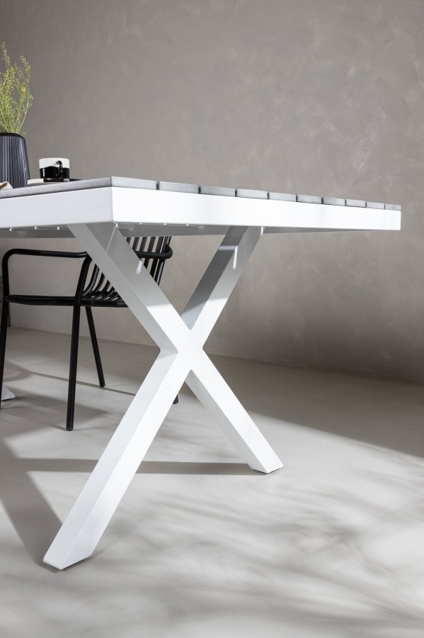 VENTURE DESIGN Garcia havebord, rektangulr - lysegr aintwood og hvid aluminium (100x200)