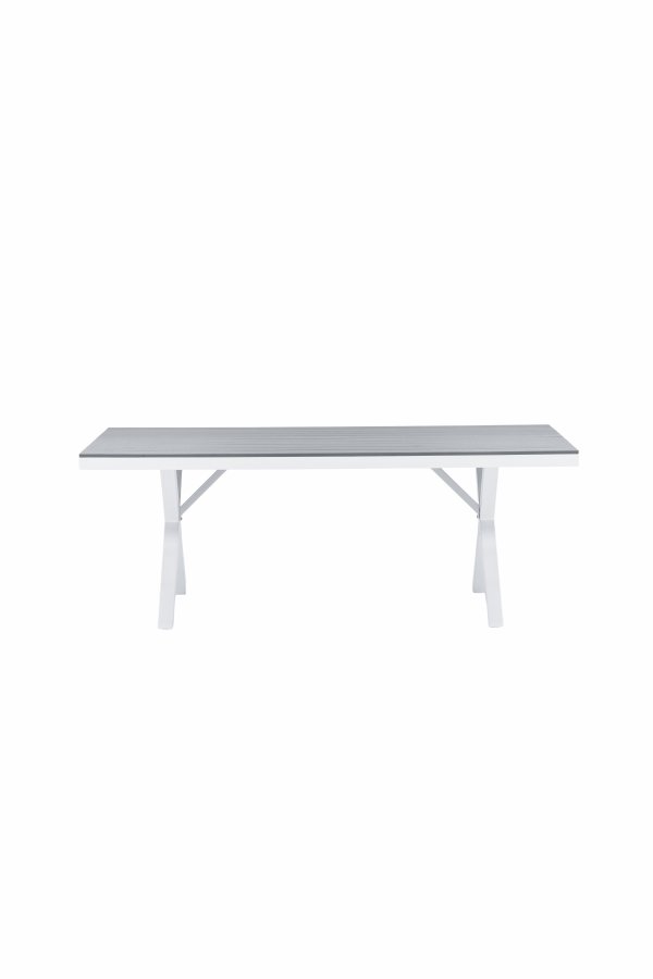 VENTURE DESIGN Garcia havebord, rektangulr - lysegr aintwood og hvid aluminium (100x200)