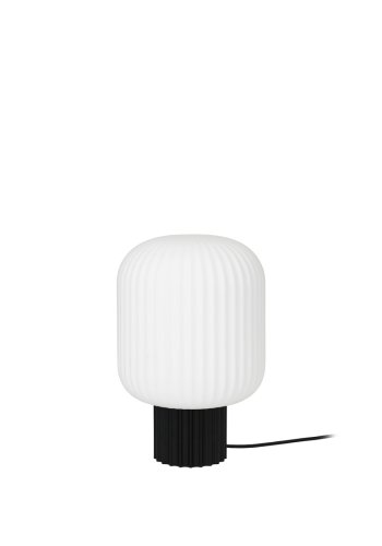 BROSTE COPENHAGEN Lolly bordlampe - hvid opal glas og sort aluminium
