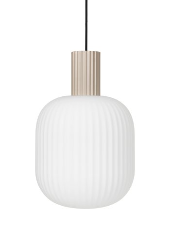 BROSTE COPENHAGEN Lolly loftlampe - hvid opal glas og sand aluminium