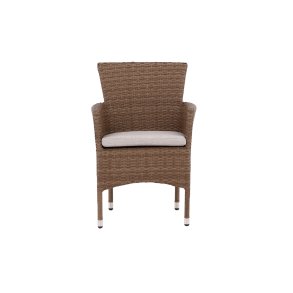 VENTURE DESIGN Malina havestol, m. armln og stofhynde - natur polyrattan og beige aluminium