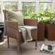 VENTURE DESIGN Malina havestol, m. armln og stofhynde - natur polyrattan og beige aluminium