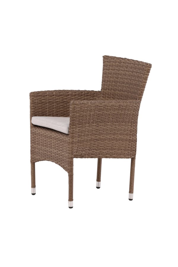 VENTURE DESIGN Malina havestol, m. armln og stofhynde - natur polyrattan og beige aluminium