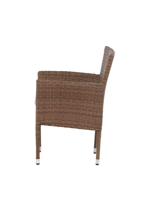 VENTURE DESIGN Malina havestol, m. armln og stofhynde - natur polyrattan og beige aluminium