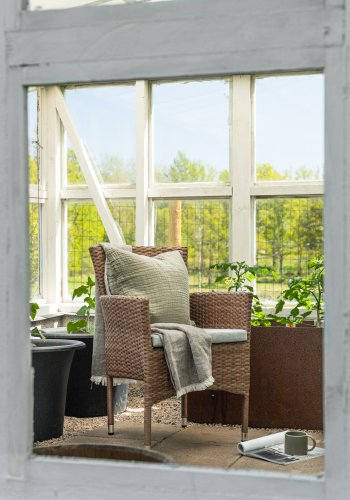 VENTURE DESIGN Malina havestol, m. armln og stofhynde - natur polyrattan og beige aluminium