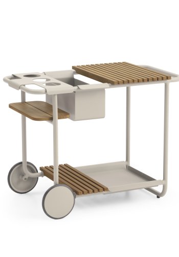 Santorini barbord, m. bakker S og L og L og flaskekler - sand aluminium (90,4x46,5)