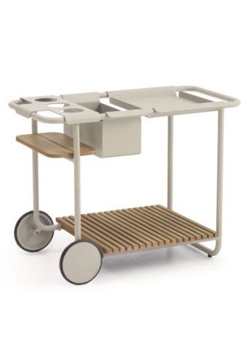 Santorini barbord, m. bakker S og L og L og flaskekler - sand aluminium (90,4x46,5)