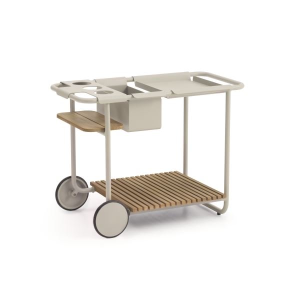 Santorini barbord, m. bakker S og L og L og flaskekler - sand aluminium (90,4x46,5)