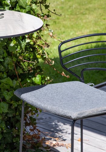 VENTURE DESIGN Milano udendrs barstol, m. rygln, fodsttte og gr stofhynde - sort stl