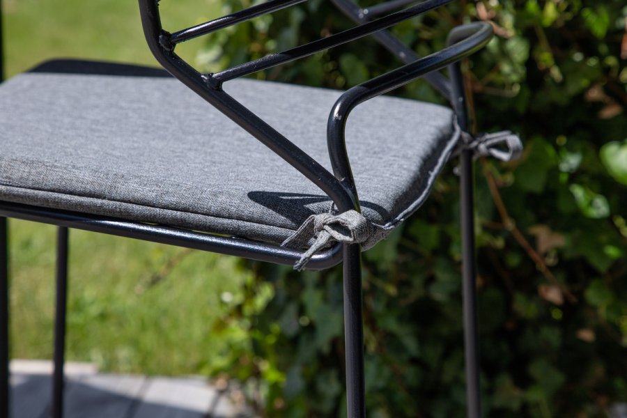 VENTURE DESIGN Milano udendrs barstol, m. rygln, fodsttte og gr stofhynde - sort stl