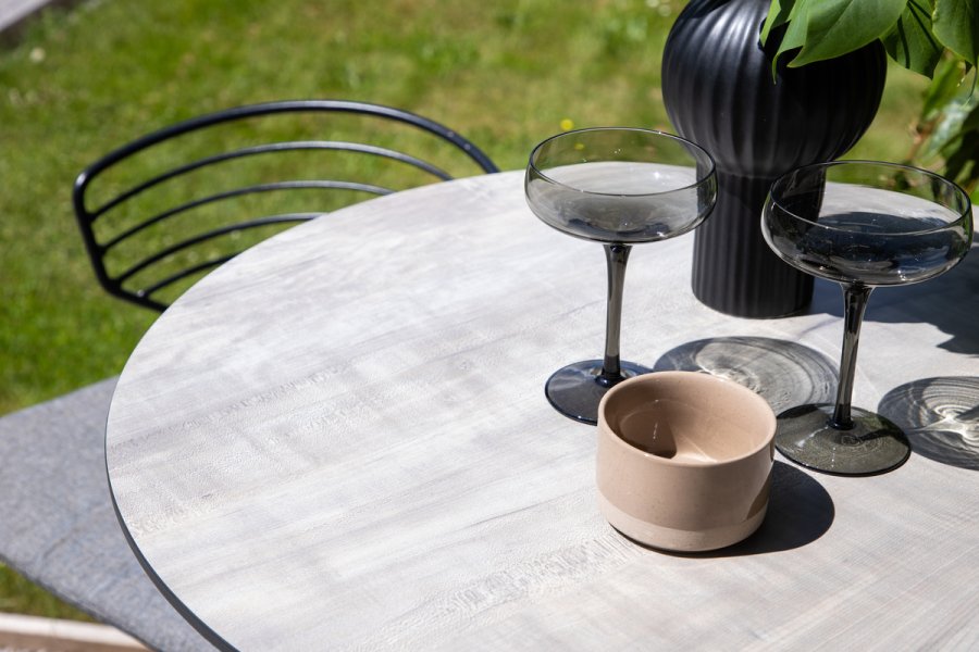 VENTURE DESIGN Milano udendrs barstol, m. rygln, fodsttte og gr stofhynde - sort stl