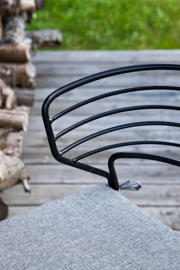 VENTURE DESIGN Milano udendrs barstol, m. rygln, fodsttte og gr stofhynde - sort stl