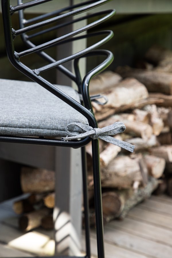 VENTURE DESIGN Milano udendrs barstol, m. rygln, fodsttte og gr stofhynde - sort stl