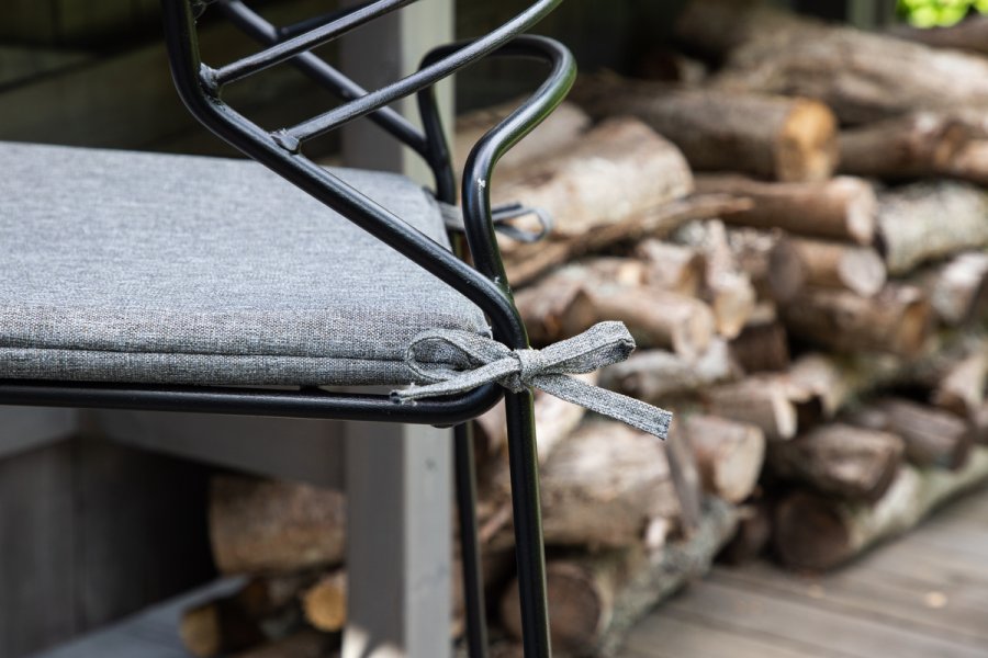 VENTURE DESIGN Milano udendrs barstol, m. rygln, fodsttte og gr stofhynde - sort stl