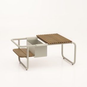 Santorini sofabord, m. teakbakke L og flaskekler S - sand aluminium (83,3x46,5)