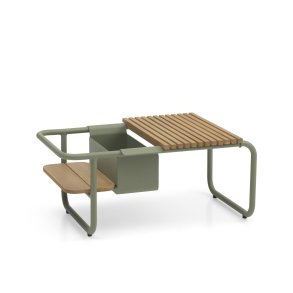 Santorini sofabord, m. teakbakke L og flaskekler S - stvet grn aluminium (83,3x46,5)