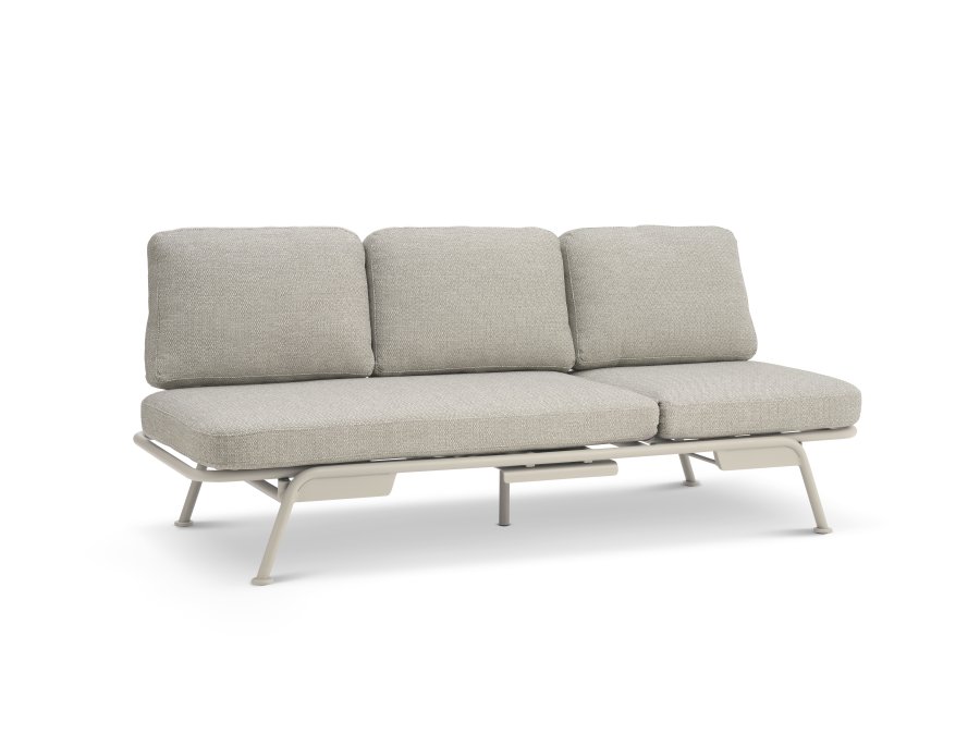 Santorini sofa, m. puder - sand stof og sand aluminium