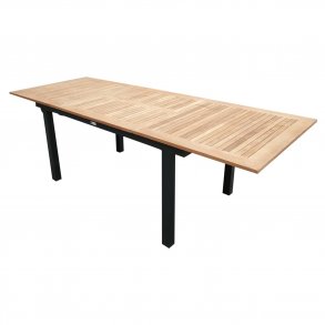 VENTURE DESIGN rektangulr Panama havebord m. udtrk - natur teaktr og sort alumiminium - UDGET