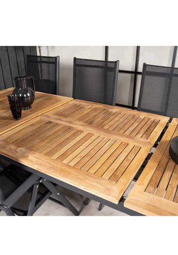 VENTURE DESIGN rektangulr Panama havebord m. udtrk - natur teaktr og sort aluminium 