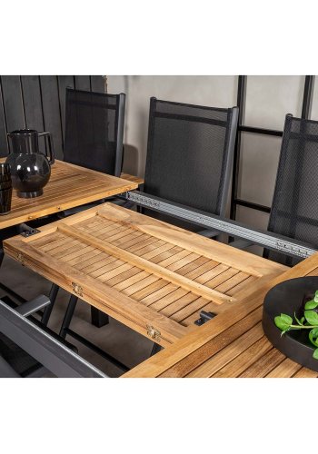 VENTURE DESIGN rektangulr Panama havebord m. udtrk - natur teaktr og sort aluminium 