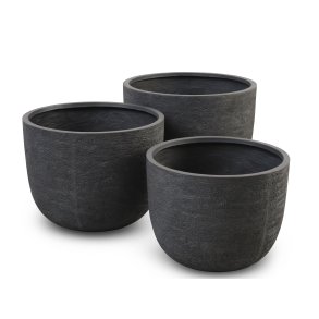Kaktus udendrs potte, rund - antracitgr fibercement (80/90/100) (st med 3)