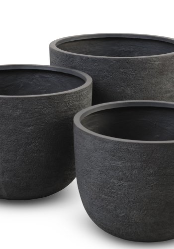 Kaktus udendrs potte, rund - antracitgr fibercement (80/90/100) (st med 3)
