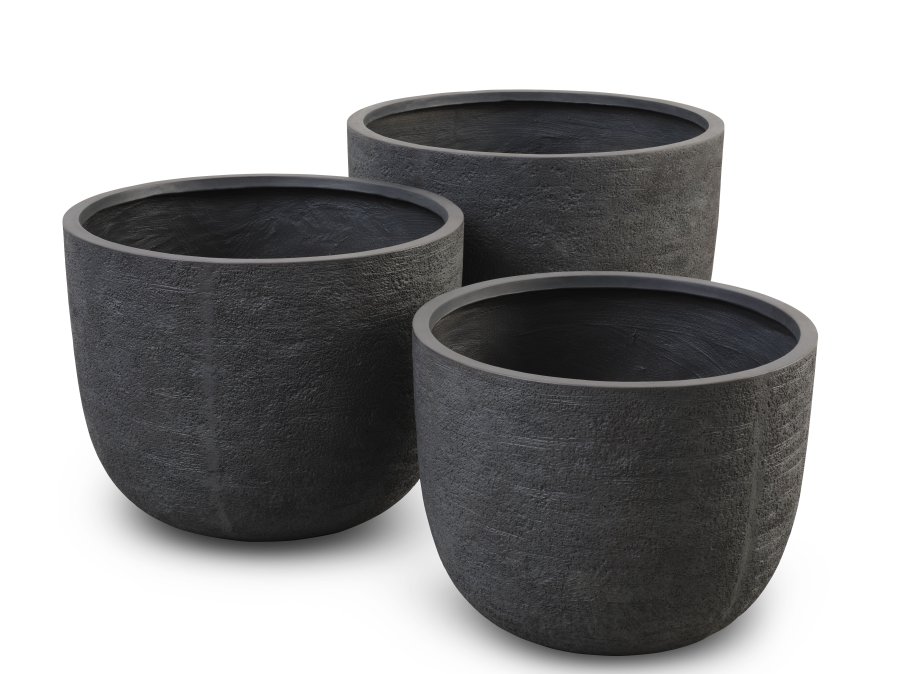 Kaktus udendrs potte, rund - antracitgr fibercement (80/90/100) (st med 3)