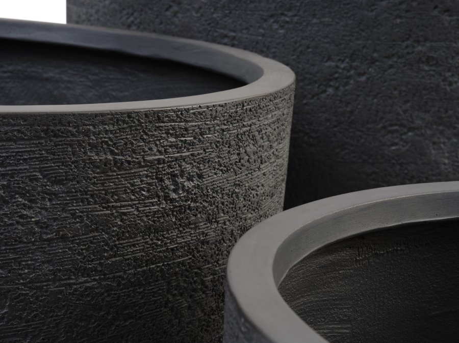 Kaktus udendrs potte, rund - antracitgr fibercement (80/90/100) (st med 3)