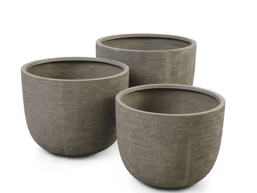 Kaktus udendrs potte, rund - gr fibercement (80/90/100) (st med 3)