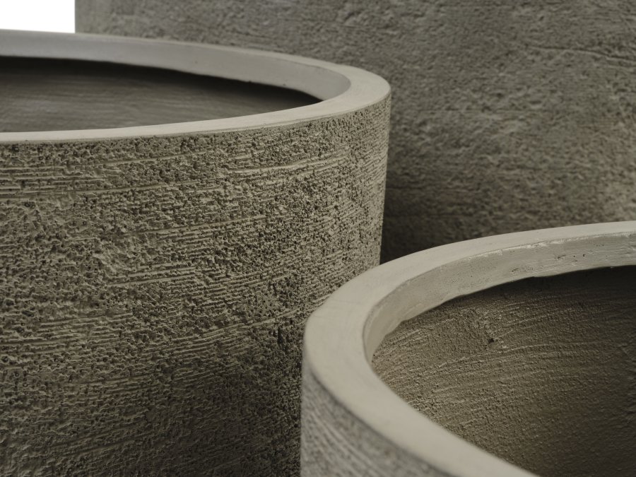 Kaktus udendrs potte, rund - gr fibercement (80/90/100) (st med 3)
