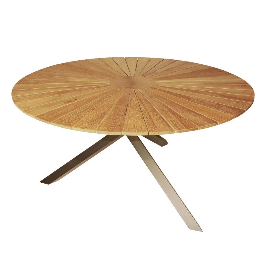 VENTURE DESIGN rund Mexico havebord - natur teaktr og sort aluminium (140)