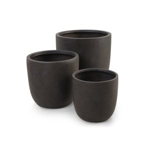Chili udendrs potte, rund - brun fibercement (51/65/80) (st med 3)
