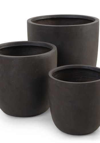 Chili udendrs potte, rund - brun fibercement (51/65/80) (st med 3)