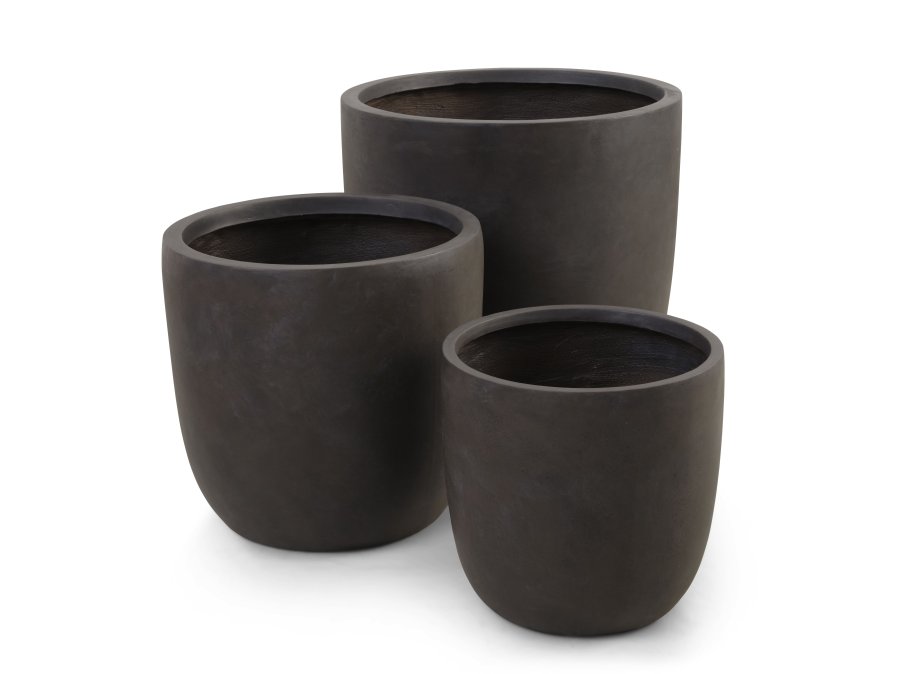 Chili udendrs potte, rund - brun fibercement (51/65/80) (st med 3)