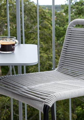 VENTURE DESIGN Lindos udendrs barstol, m. rygln og fodsttte - lysegr reb og sort stl