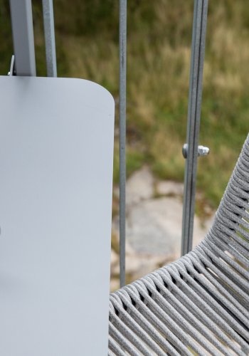 VENTURE DESIGN Lindos udendrs barstol, m. rygln og fodsttte - lysegr reb og sort stl