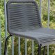 VENTURE DESIGN Lindos udendrs barstol, m. rygln og fodsttte - mrkegr reb og sort stl