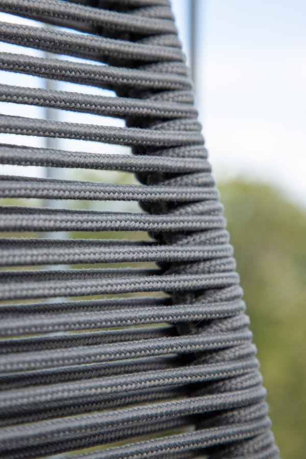 VENTURE DESIGN Lindos udendrs barstol, m. rygln og fodsttte - mrkegr reb og sort stl