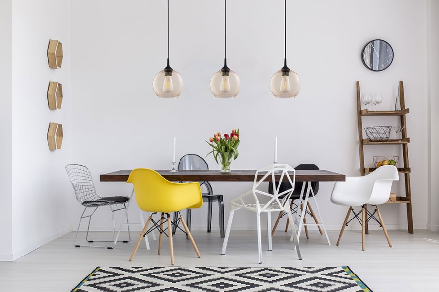 TK Cubus loftlampe - rav glas og sort metal