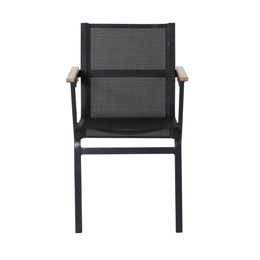 VENTURE DESIGN Mexico havestol, m. armln - natur teaktr, sort textilene og aluminium