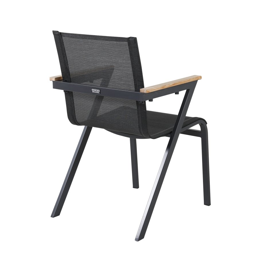 VENTURE DESIGN Mexico havestol, m. armln - natur teaktr, sort textilene og aluminium